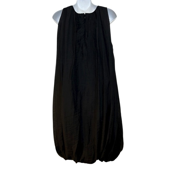 NWT COS black sleeveless bubble hem shift dress size medium Tencel minimalist - Picture 3 of 8